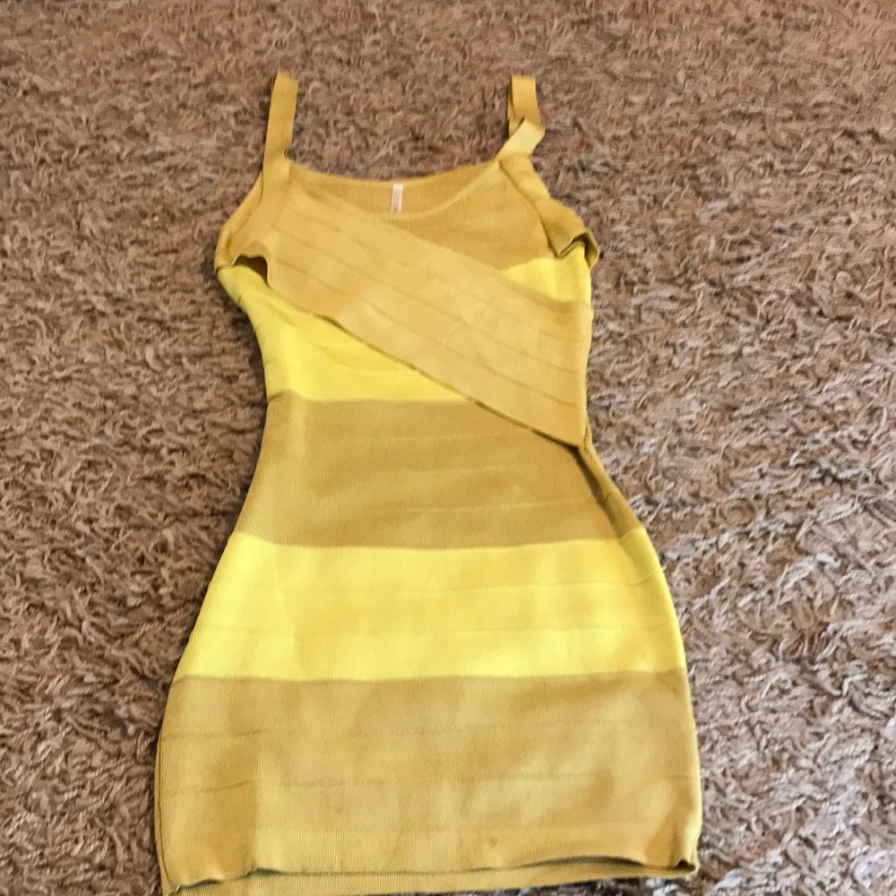 Yellow wrap short sleeveless dress